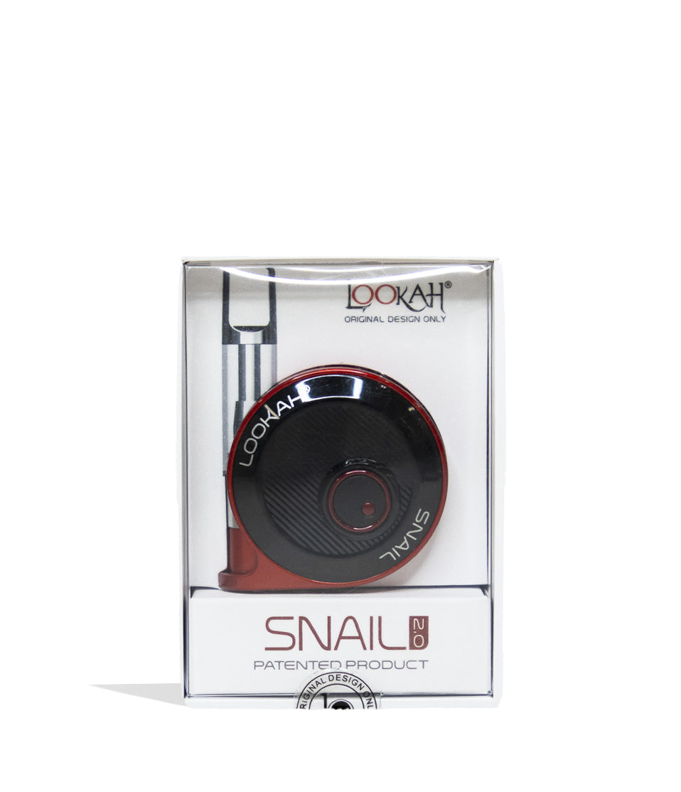 Red Lookah Snail Cartridge Vaporizer Packaging Front View on White Background