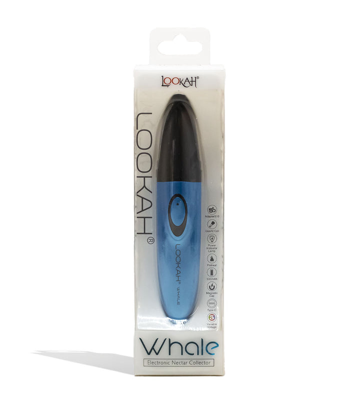 Blue Lookah Whale Electronic Nectar Collector Packaging Front View on White Background