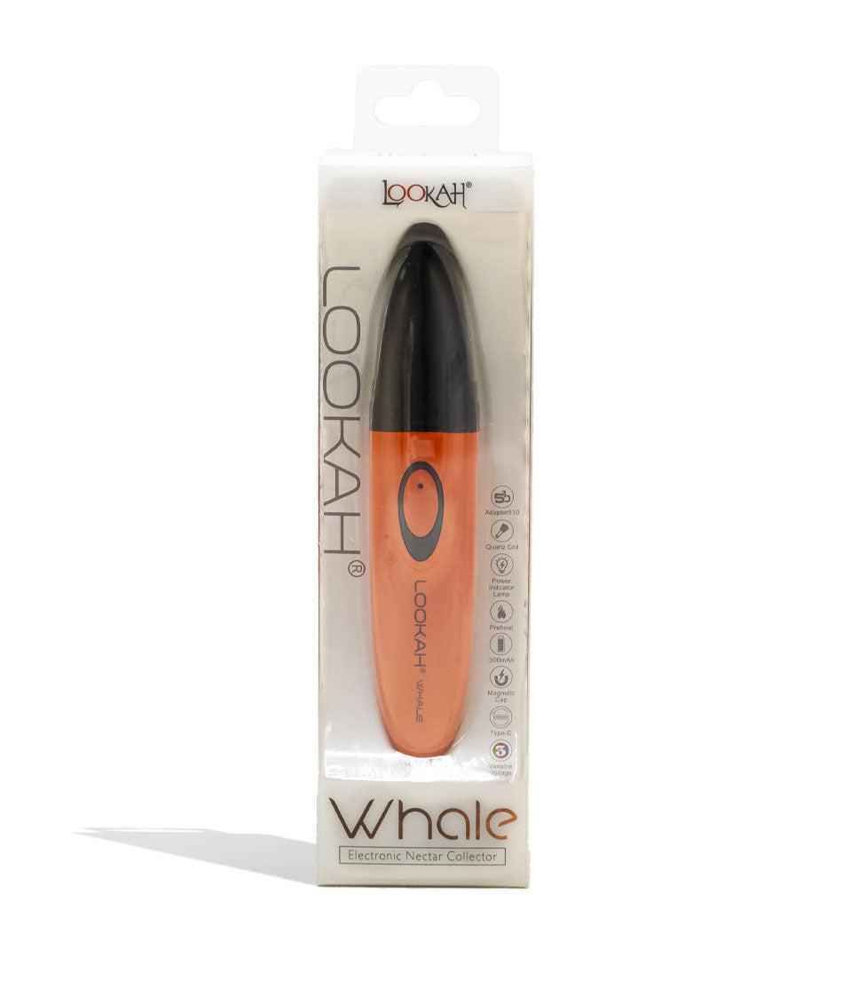 Orange Lookah Whale Electronic Nectar Collector Packaging Front View on White Background