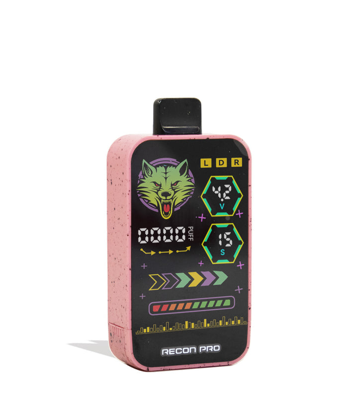 Pink Black Spatter Wulf Mods Recon Pro Dual 510 Voltage Battery Angle View on White Background