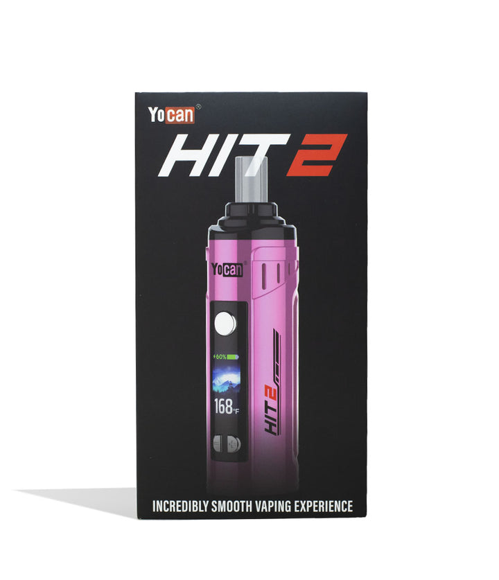 Pink Yocan HIT 2 Dry Herb Vaporizer Packaging Front View on White Background