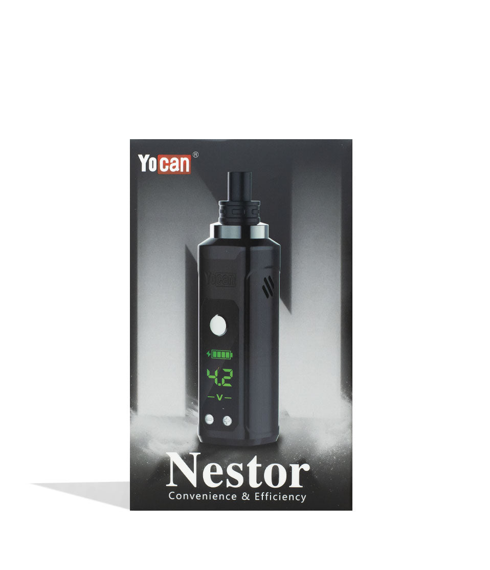 Black Yocan Nestor 510 Dab Pen Vaporizer Packaging Front View on White Background